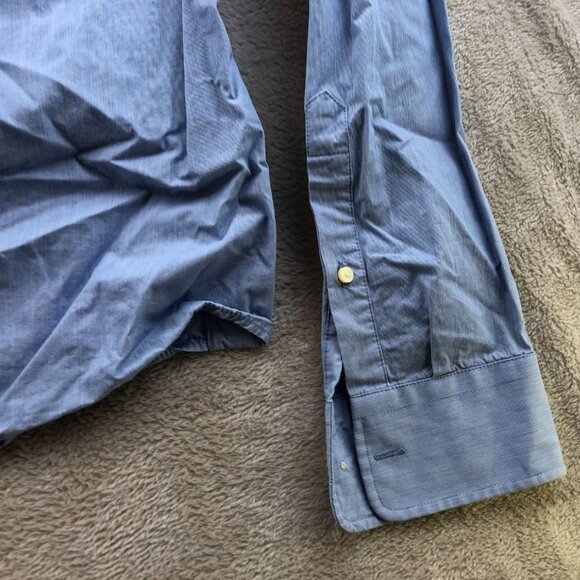 Abercrombie & Fitch Men Shirt Large Muscle Fit Button-Up Long Sleeve Blue Casual - Picture 14 of 16